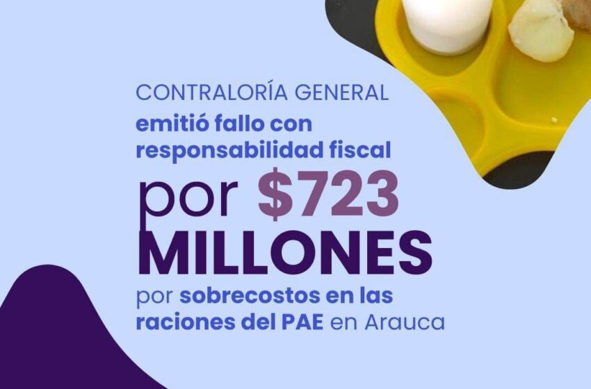  Contraloría General emitió fallo con responsabilidad fiscal por $723 millones por sobrecostos en las raciones del PAE en Arauca