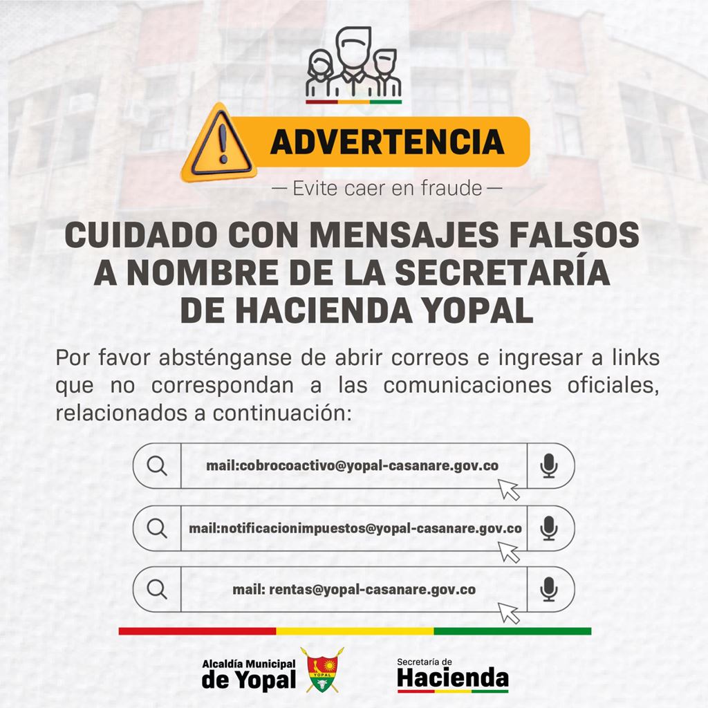 Alerta por mensajes falsos de deuda tributaria en Yopal – La Agenda 24/7